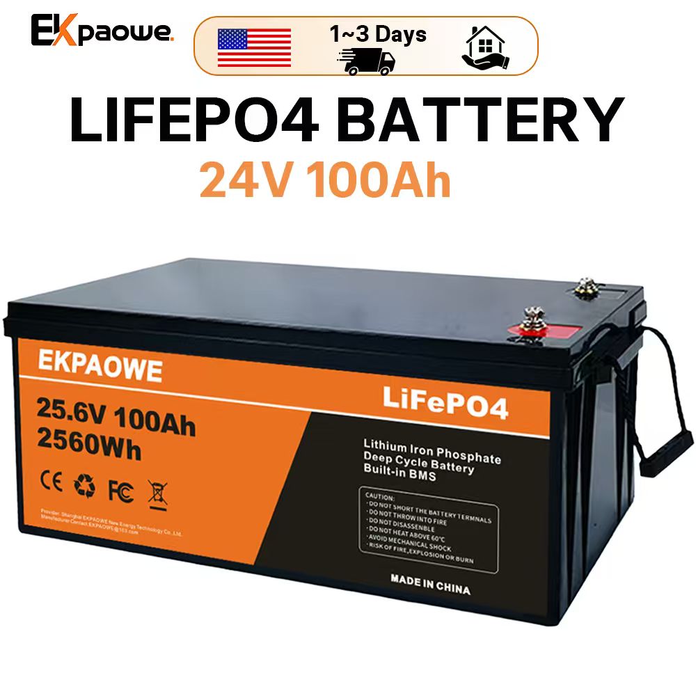 Fishing Boat Trolling Motor - EKPAOWE Baterai LiFePO4 24V 25.6V 100AH,